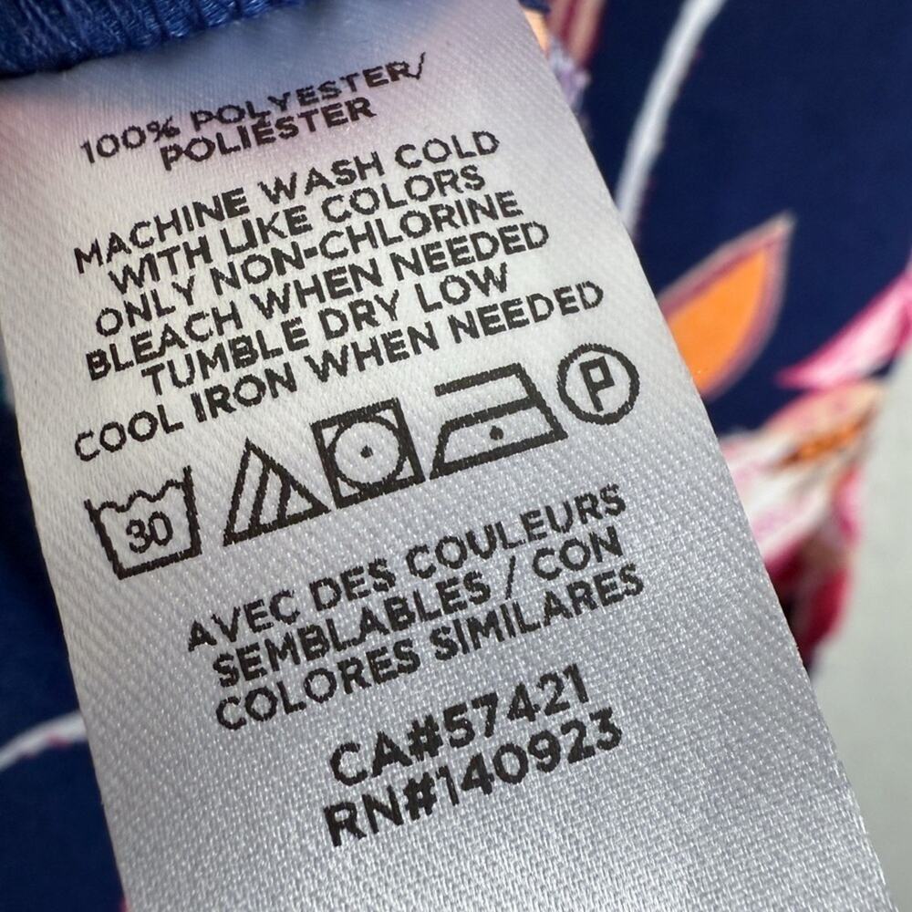 Loft NWT Floral Tie Waist Dress Navy Blue & Pink 10 Spring Romantic Button Front - Picture 12 of 13